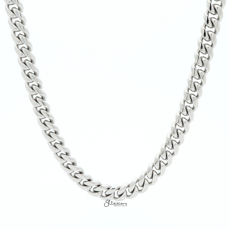Stainless Steel Miami Cuban Curb Chain Necklace - 10mm Width-Chain Necklaces, Jewellery, Men's Chain, Men's Jewellery, Men's Necklace, Miami Cuban Curb Chain, Necklaces, Stainless Steel, Stainless Steel Chain-sc0075-1-Glitters