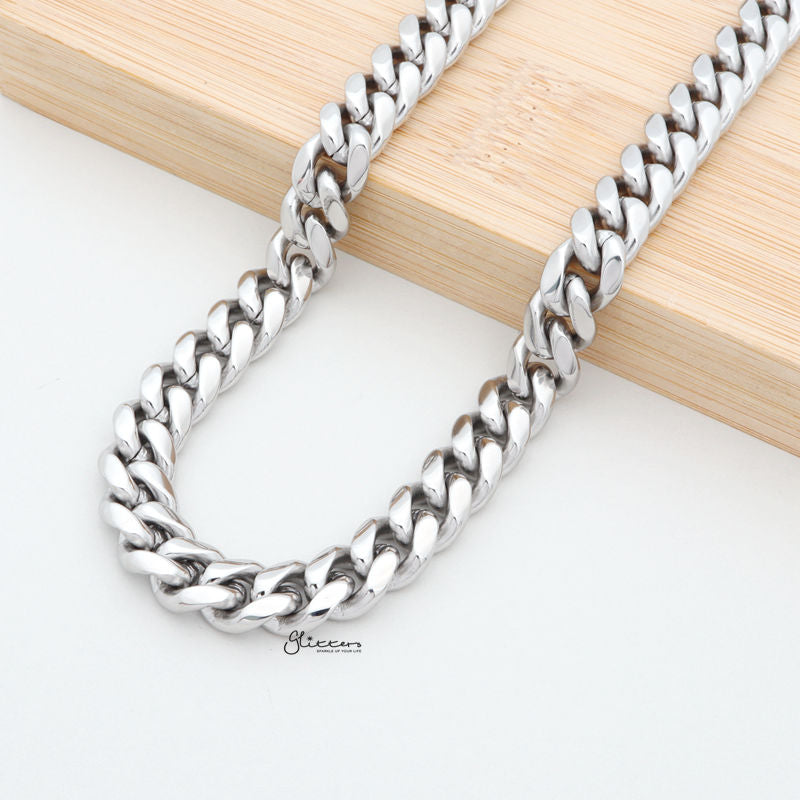 Stainless Steel Miami Cuban Curb Chain Necklace - 10mm Width-Chain Necklaces, Jewellery, Men's Chain, Men's Jewellery, Men's Necklace, Miami Cuban Curb Chain, Necklaces, Stainless Steel, Stainless Steel Chain-sc0075-2-Glitters