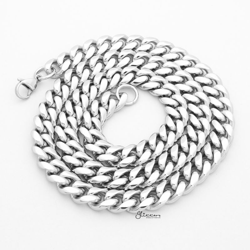 Stainless Steel Miami Cuban Curb Chain Necklace - 10mm Width