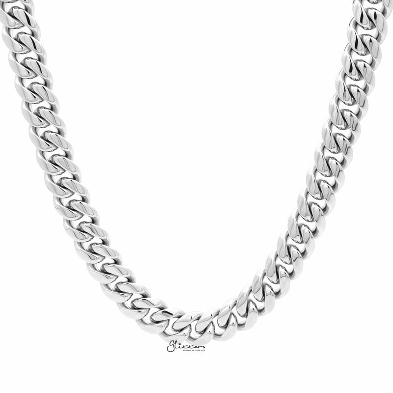 Stainless Steel Miami Cuban Curb Chain Necklace - 12mm Width-Chain Necklaces, Jewellery, Men's Chain, Men's Jewellery, Men's Necklace, Miami Cuban Curb Chain, Necklaces, Stainless Steel, Stainless Steel Chain-sc0076-1-Glitters