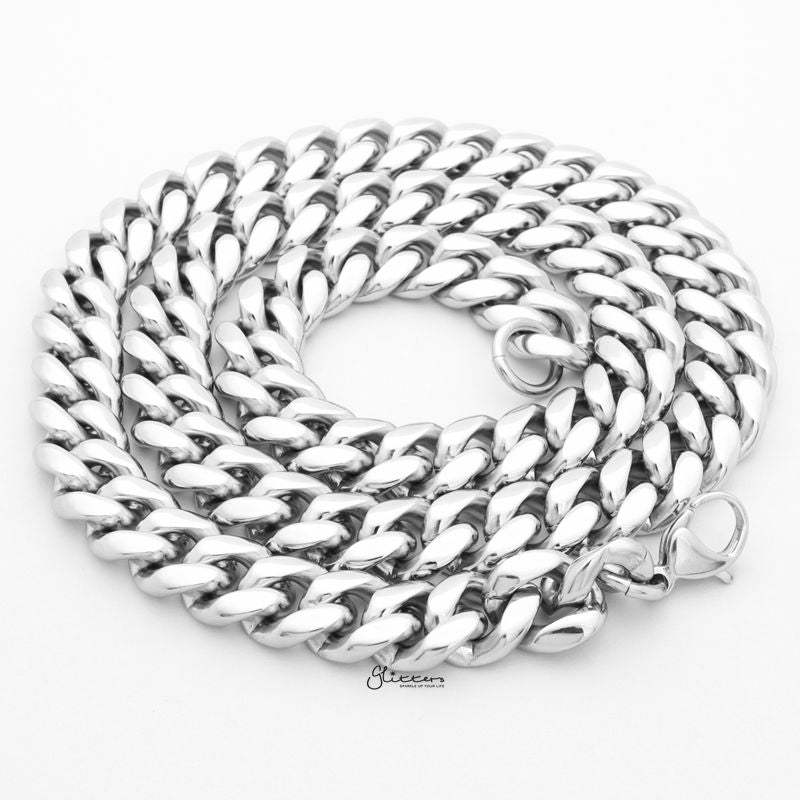 Stainless Steel Miami Cuban Curb Chain Necklace - 12mm Width-Chain Necklaces, Jewellery, Men's Chain, Men's Jewellery, Men's Necklace, Miami Cuban Curb Chain, Necklaces, Stainless Steel, Stainless Steel Chain-sc0076-3-Glitters
