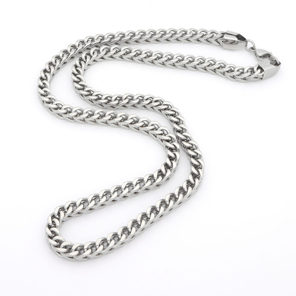 Stainless Steel 6mm Square Franco Link Chain Necklace-Chain Necklaces, Franco Chain, Jewellery, Men's Chain, Men's Jewellery, Men's Necklace, Necklaces, New, Stainless Steel Chain, Women's Jewellery, Women's Necklace-sc0100-1_1-Glitters