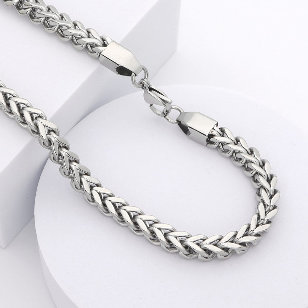 Stainless Steel 6mm Square Franco Link Chain Necklace-Chain Necklaces, Franco Chain, Jewellery, Men's Chain, Men's Jewellery, Men's Necklace, Necklaces, New, Stainless Steel Chain, Women's Jewellery, Women's Necklace-sc0100-2_1-Glitters
