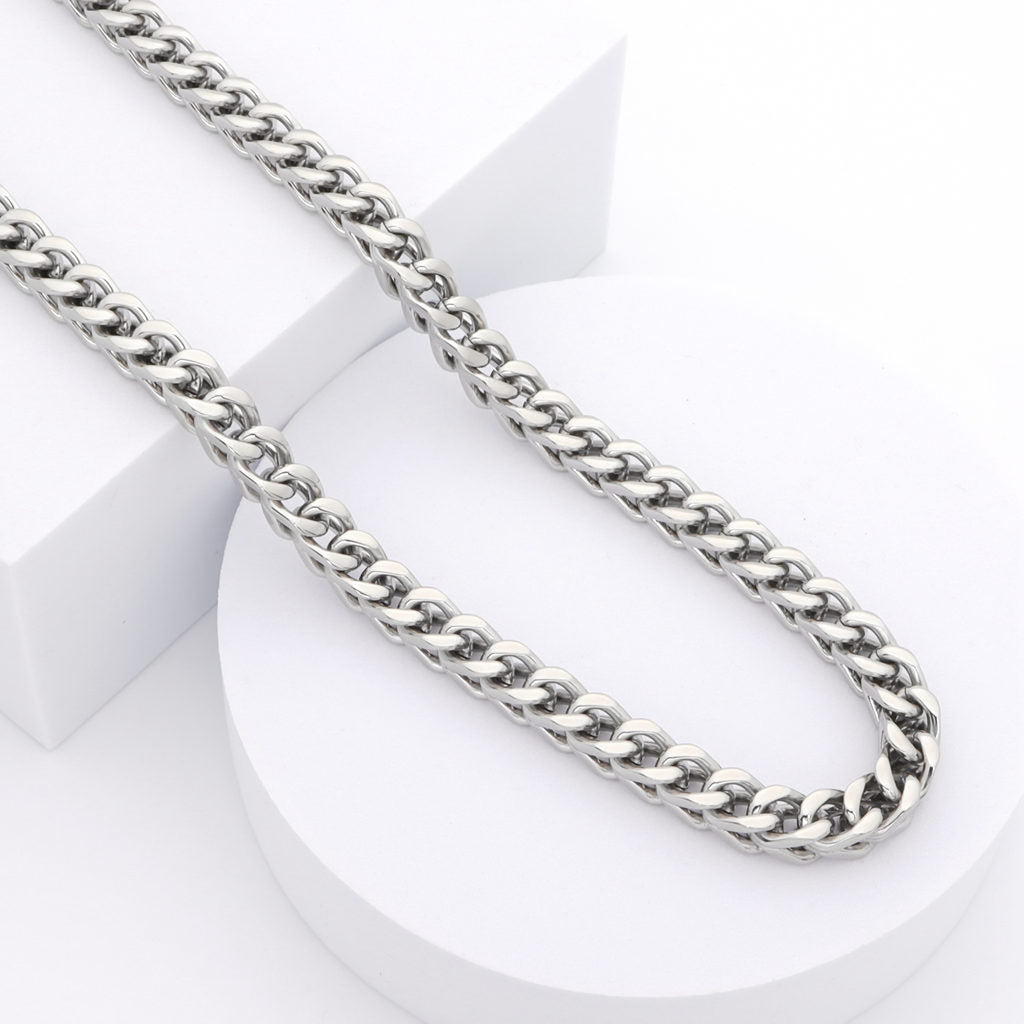 Stainless Steel 6mm Square Franco Link Chain Necklace-Chain Necklaces, Franco Chain, Jewellery, Men's Chain, Men's Jewellery, Men's Necklace, Necklaces, New, Stainless Steel Chain, Women's Jewellery, Women's Necklace-sc0100-3_1-Glitters