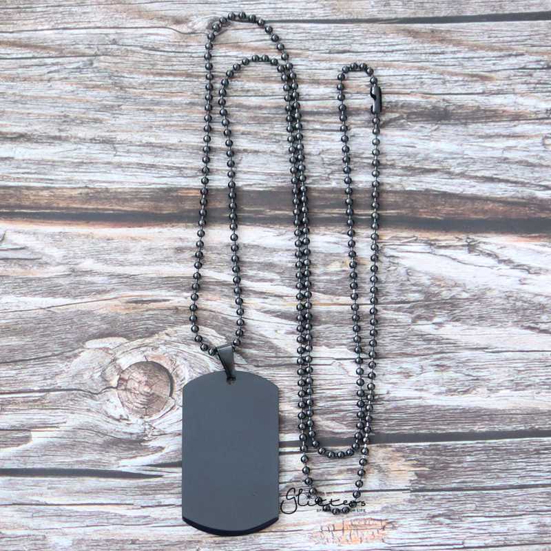 Black Stainless Dog Tag Necklace & Pendant