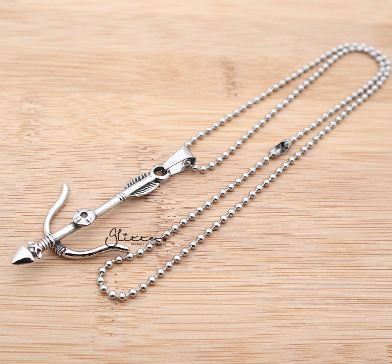 Stainless Steel Bow and Arrow Pendant-Jewellery, Men's Jewellery, Men's Necklace, Necklaces, Pendants, Stainless Steel, Stainless Steel Pendant-sp0065-02-Glitters
