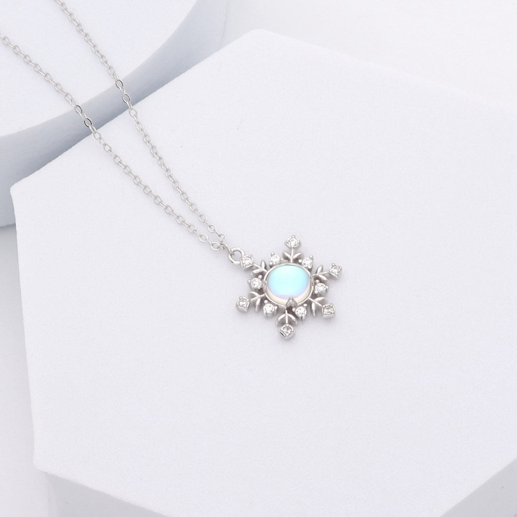 Sterling Silver Snowflake Necklace-Cubic Zirconia, Jewellery, Necklaces, New, Sterling Silver Necklaces, Women's Jewellery, Women's Necklace-sp0174-1_1-Glitters