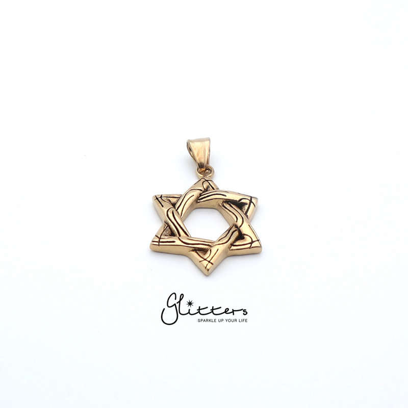 Men's Star of David Stainless Steel Pendant Necklace-18K Gold Ion Plated-Jewellery, Men's Jewellery, Men's Necklace, Necklaces, Pendants, Stainless Steel, Stainless Steel Pendant-sp0218-G_4-Glitters