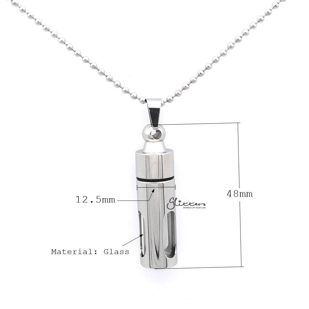 Stainless Steel Screw On Glass Bottle Pendant-Jewellery, Men's Jewellery, Men's Necklace, Necklaces, Pendants, Stainless Steel, Stainless Steel Pendant-sp0250_1000-01_New-Glitters