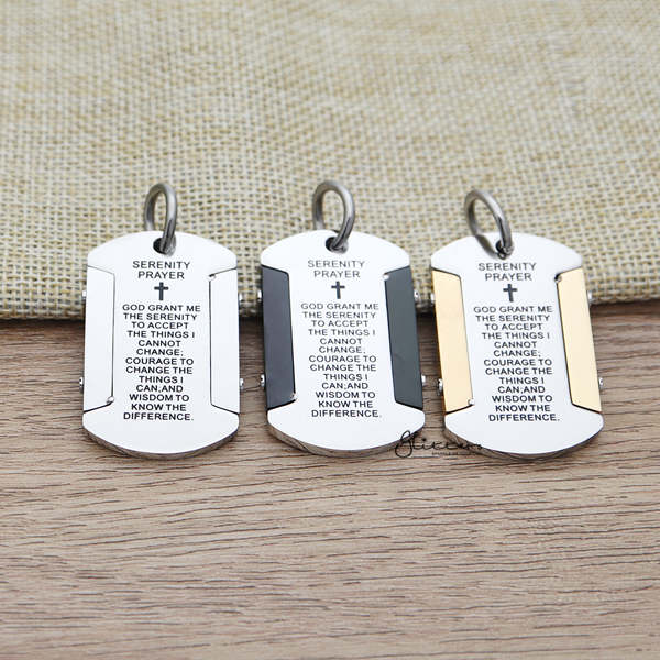 Stainless Steel Serenity Prayer Tag Pendant-Dog Tag, Jewellery, Men's Jewellery, Men's Necklace, Necklaces, Pendants, Stainless Steel, Stainless Steel Pendant-sp0273-Glitters