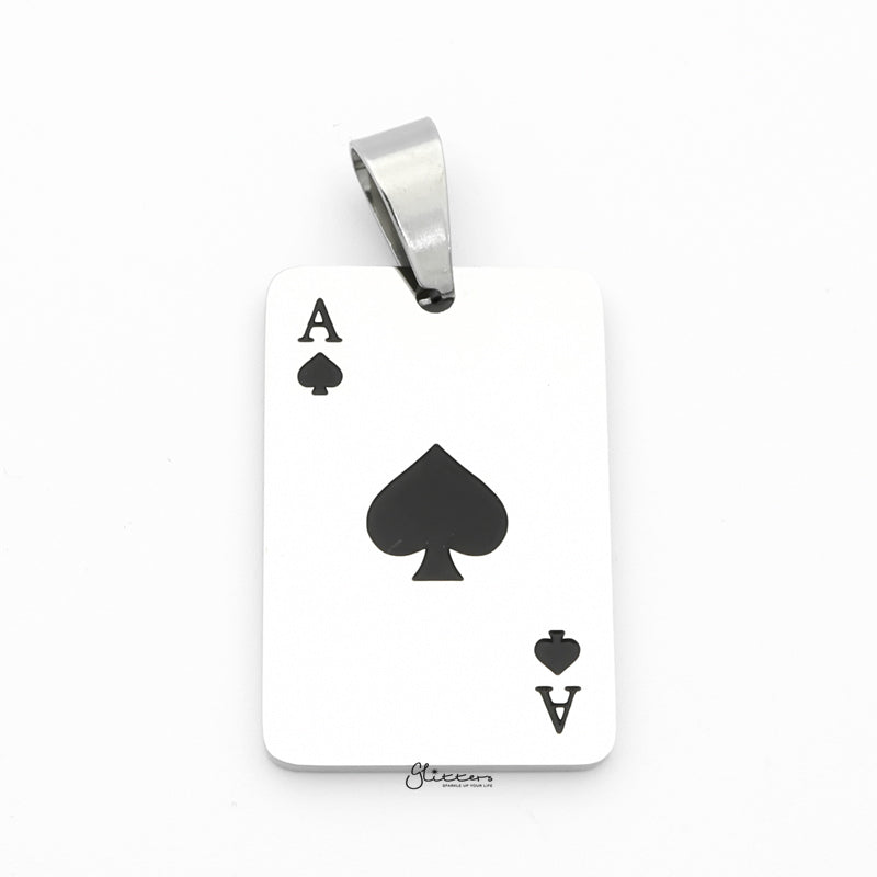 Stainless Steel Ace of Spades Playing Card Pendant-Jewellery, Men's Jewellery, Men's Necklace, Necklaces, Pendants, Stainless Steel, Stainless Steel Pendant-sp0285-k1_1-Glitters