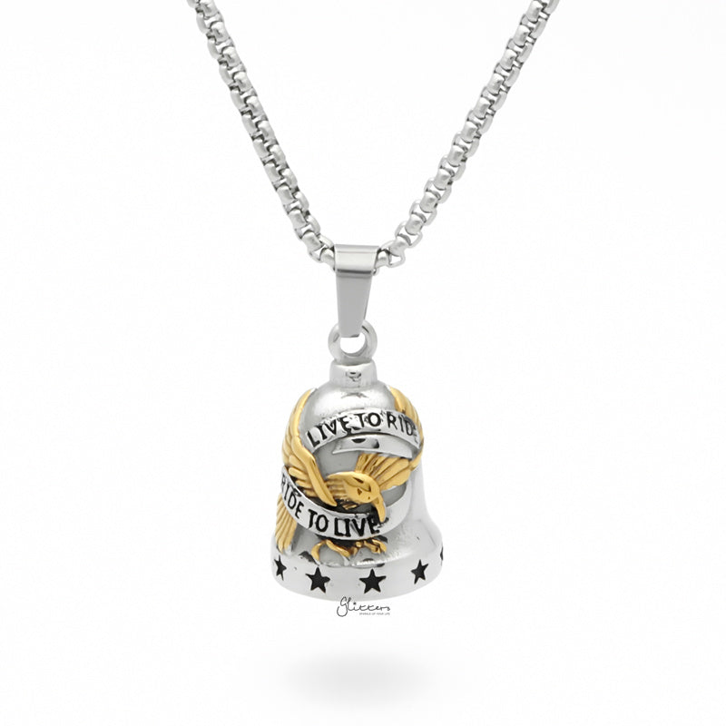 Eagle Stainless Steel Bell Pendant - Gold-Jewellery, Men's Jewellery, Men's Necklace, Necklaces, Pendants, Stainless Steel, Stainless Steel Pendant-sp0293-g1_800-Glitters