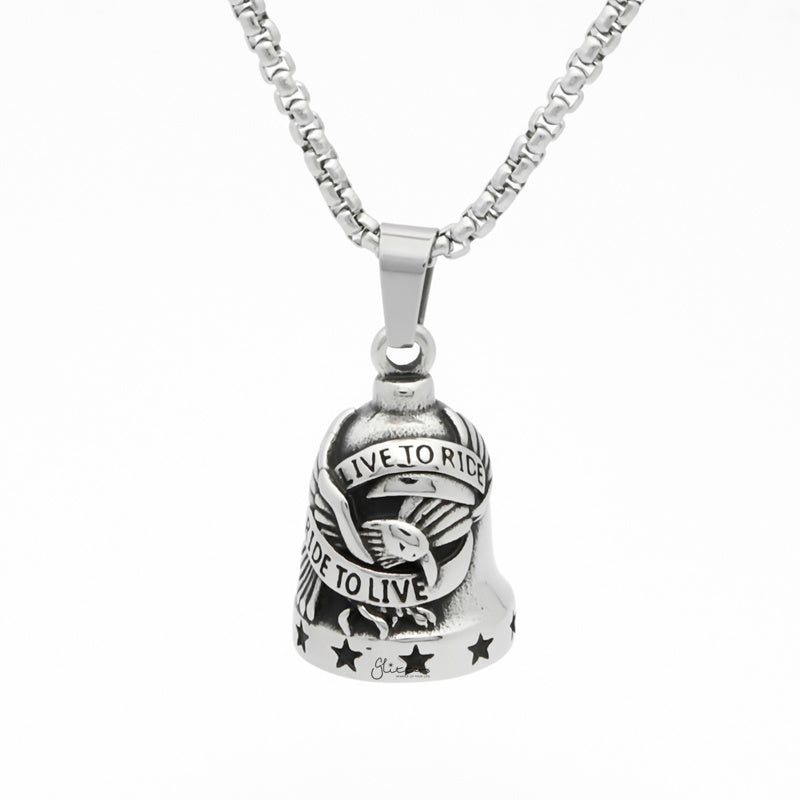 Eagle Stainless Steel Bell Pendant - Silver-Jewellery, Men's Jewellery, Men's Necklace, Necklaces, Pendants, Stainless Steel, Stainless Steel Pendant-sp0293-s1_800-Glitters