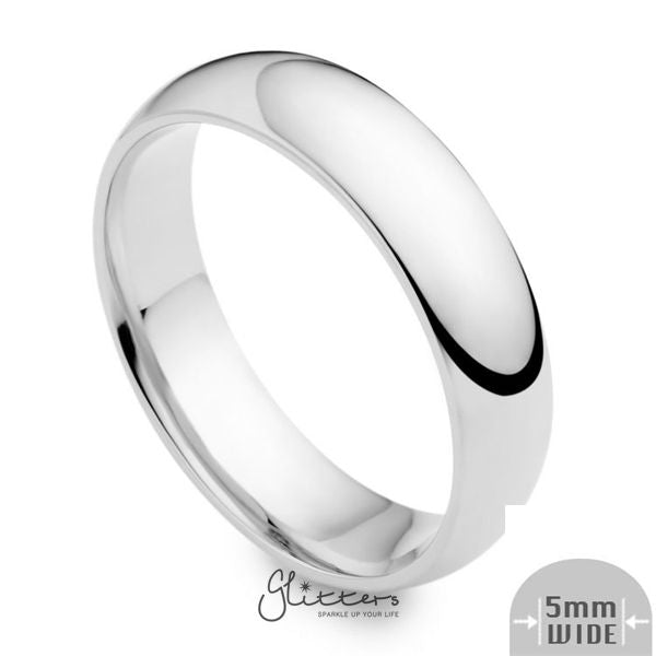 Stainless Steel 5mm Wide Glossy Mirror Polished Plain Band Ring-Jewellery, Men's Jewellery, Men's Rings, Plain Band, Rings, Stainless Steel, Stainless Steel Rings, Women's Jewellery, Women's Rings-sr0003-2-Glitters