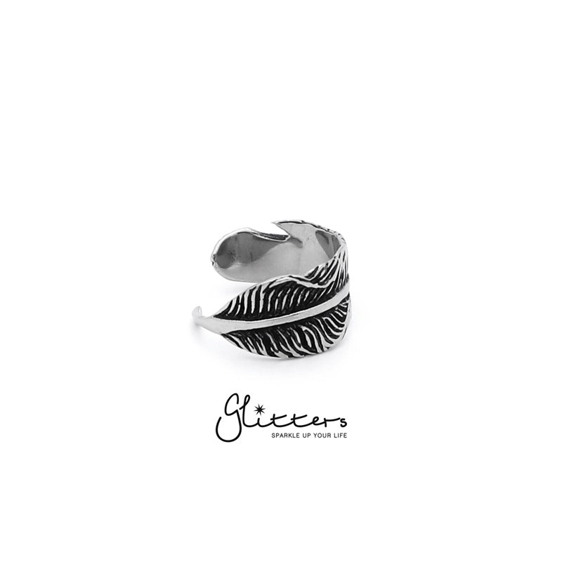 Stainless Steel Feather Cast Ring-Jewellery, Men's Jewellery, Men's Rings, Rings, Stainless Steel, Stainless Steel Rings, Women's Jewellery, Women's Rings-sr0105_3-Glitters