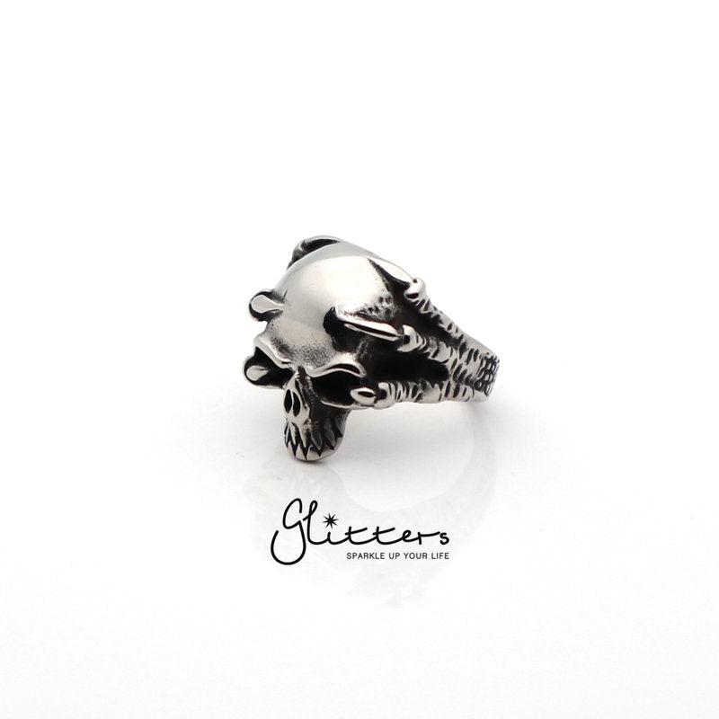 Stainless Steel Skull with Claw Cast Ring-Jewellery, Men's Jewellery, Men's Rings, Rings, Stainless Steel, Stainless Steel Rings-sr0135-1-Glitters