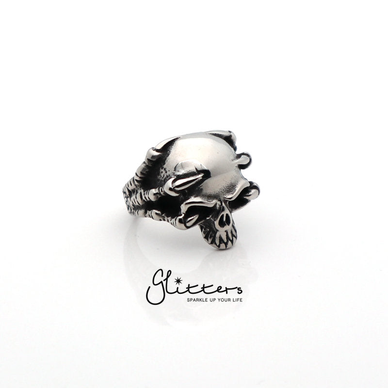 Stainless Steel Skull with Claw Cast Ring-Jewellery, Men's Jewellery, Men's Rings, Rings, Stainless Steel, Stainless Steel Rings-sr0135-2-Glitters