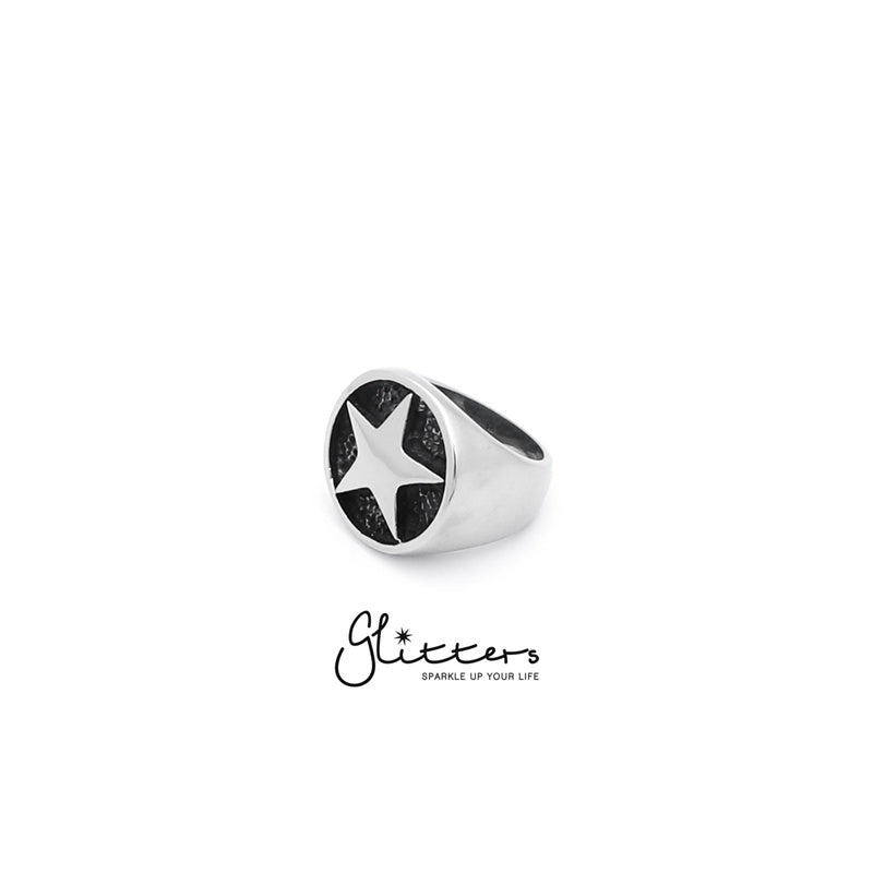 Stainless Steel Star Cast Ring-Jewellery, Men's Jewellery, Men's Rings, Rings, Stainless Steel, Stainless Steel Rings-sr0138_2-Glitters