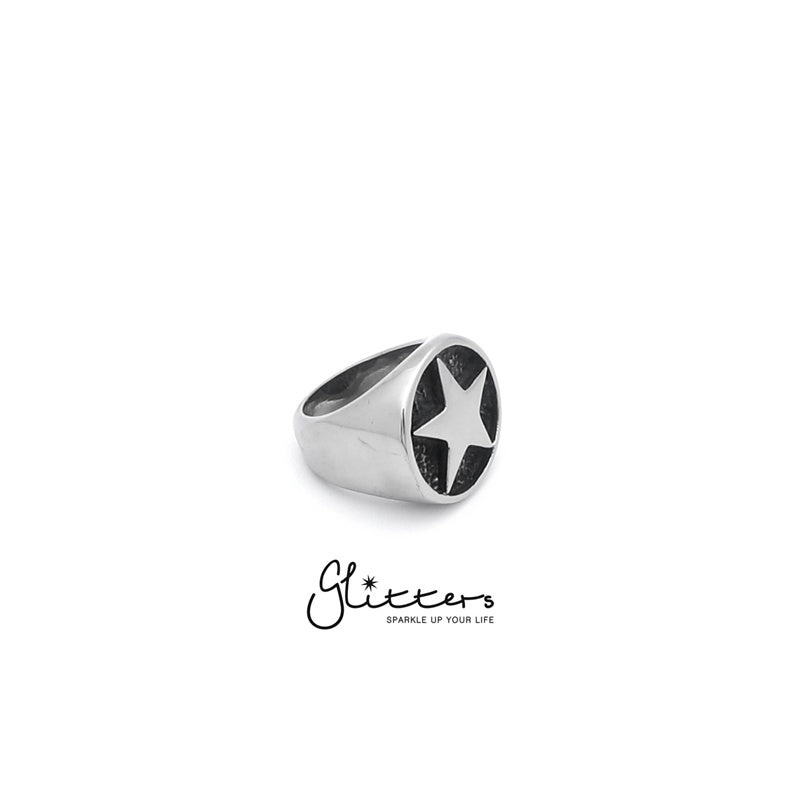 Stainless Steel Star Cast Ring-Jewellery, Men's Jewellery, Men's Rings, Rings, Stainless Steel, Stainless Steel Rings-sr0138_3-Glitters