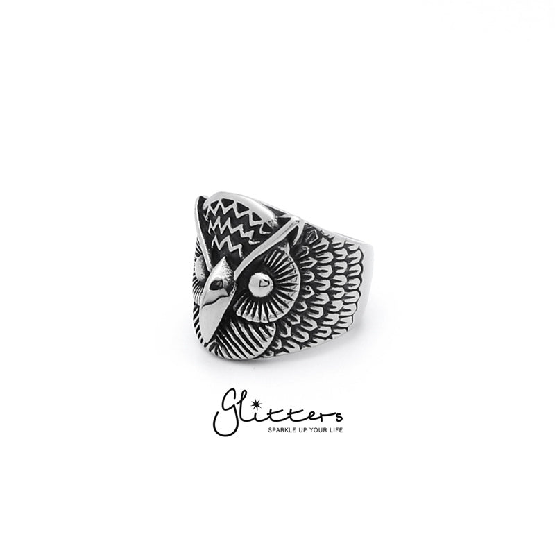 Stainless Steel Owl Cast Ring-Jewellery, Men's Jewellery, Men's Rings, Rings, Stainless Steel, Stainless Steel Rings-sr0141_2-Glitters