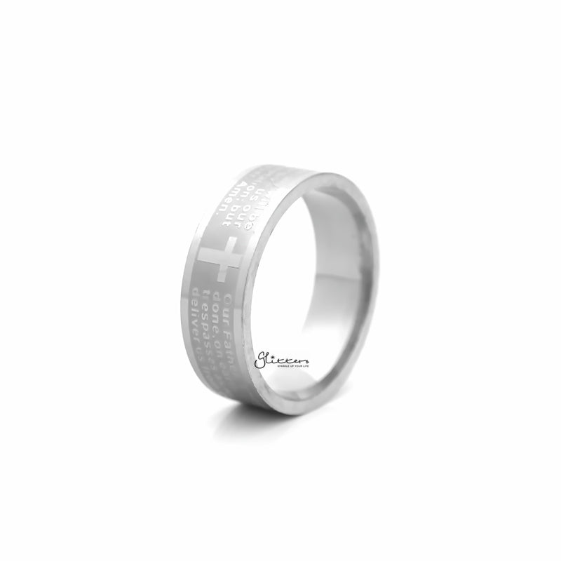 Stainless Steel Our Father Prayer Band Ring - Silver-Jewellery, Men's Jewellery, Men's Rings, Rings, Stainless Steel, Stainless Steel Rings-sr0262-1_800-Glitters
