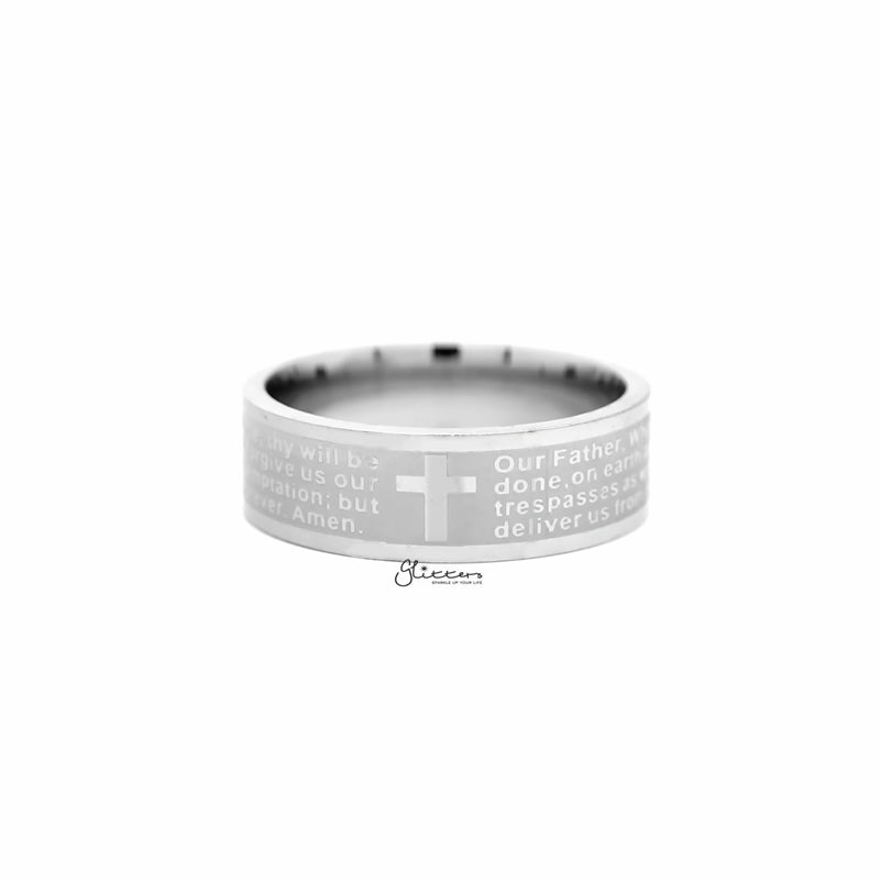 Stainless steel lord's prayer on sale ring