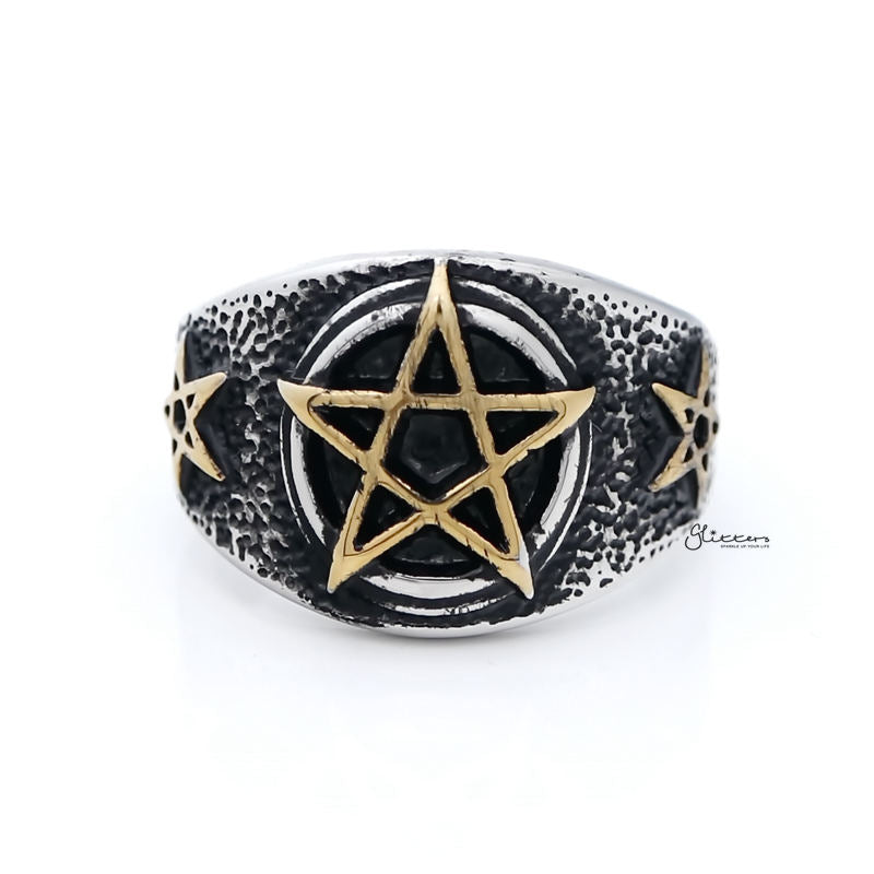 Gold Star Symbol Stainless Steel Men's Ring-Jewellery, Men's Jewellery, Men's Rings, Rings, Stainless Steel, Stainless Steel Rings-sr0275-1_1-Glitters