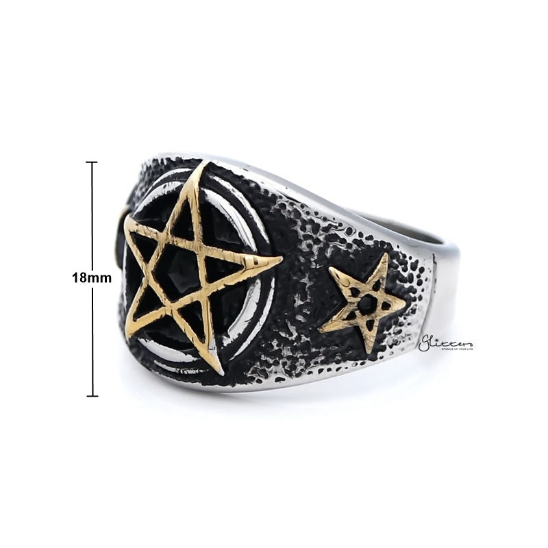 Gold Star Symbol Stainless Steel Men's Ring-Jewellery, Men's Jewellery, Men's Rings, Rings, Stainless Steel, Stainless Steel Rings-sr0275-3_1_New-Glitters