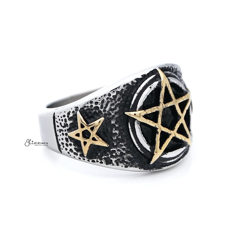 Gold Star Symbol Stainless Steel Men's Ring-Jewellery, Men's Jewellery, Men's Rings, Rings, Stainless Steel, Stainless Steel Rings-sr0275-4_1-Glitters