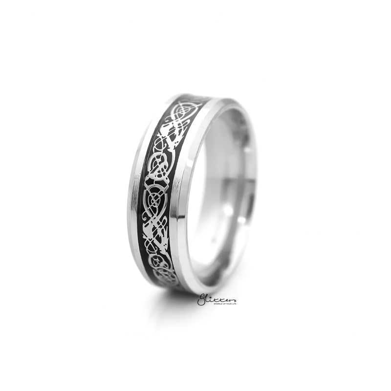 Stainless Steel Beveled Edge Band Ring with Stripe Pattern-Jewellery, Men's Jewellery, Men's Rings, Rings, Stainless Steel, Stainless Steel Rings-sr0281-1_800-Glitters