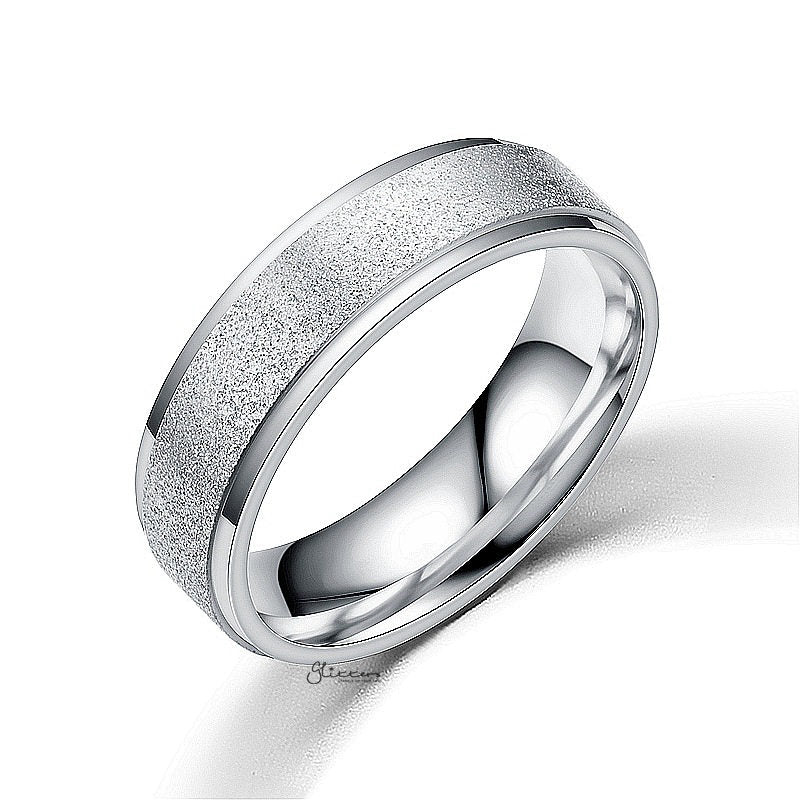 Stainless Steel Sandblasted Finish Band Ring - Silver-Jewellery, Men's Jewellery, Men's Rings, Rings, Stainless Steel, Stainless Steel Rings-sr0292_1-Glitters