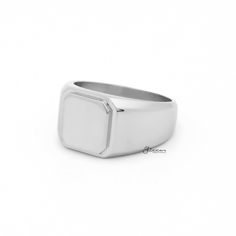 Stainless Steel Square Flat Top Signet Ring - Silver-Jewellery, Men's Jewellery, Men's Rings, Rings, Stainless Steel, Stainless Steel Rings-sr0304-2_1-Glitters