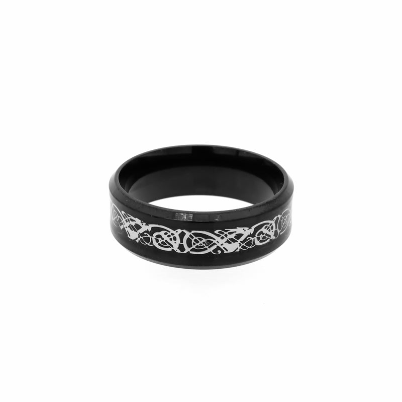 Black Beveled Edge Band Ring with Stripe Pattern-Jewellery, Men's Jewellery, Men's Rings, Rings, Stainless Steel, Stainless Steel Rings-sr0308_3__800-Glitters