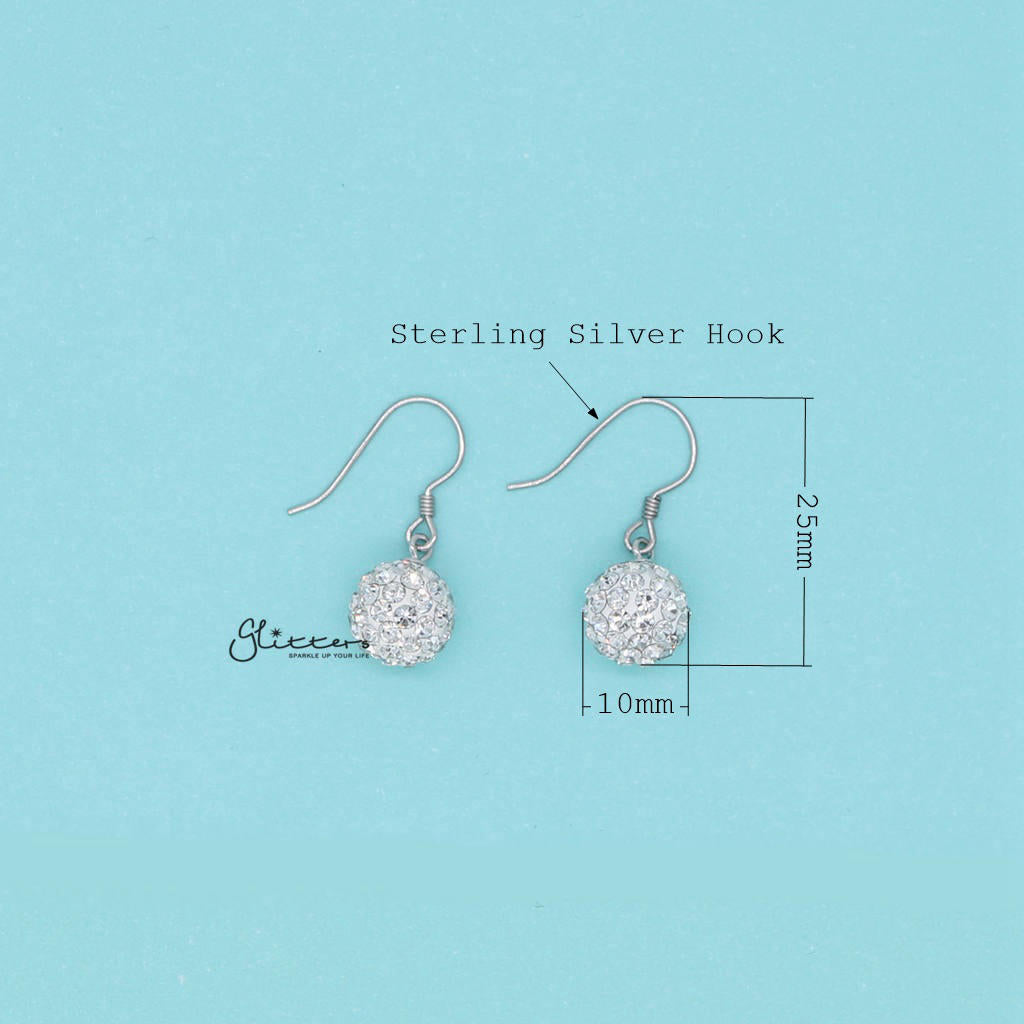 Crystal Ferido Disco Ball with Sterling Silver Hook Dangle Earrings-Dangle Earring, earrings, Jewellery, Women's Earrings, Women's Jewellery-sse0078_1000-03_New01_e473e477-036c-4821-9ebb-369b2ec8522b-Glitters