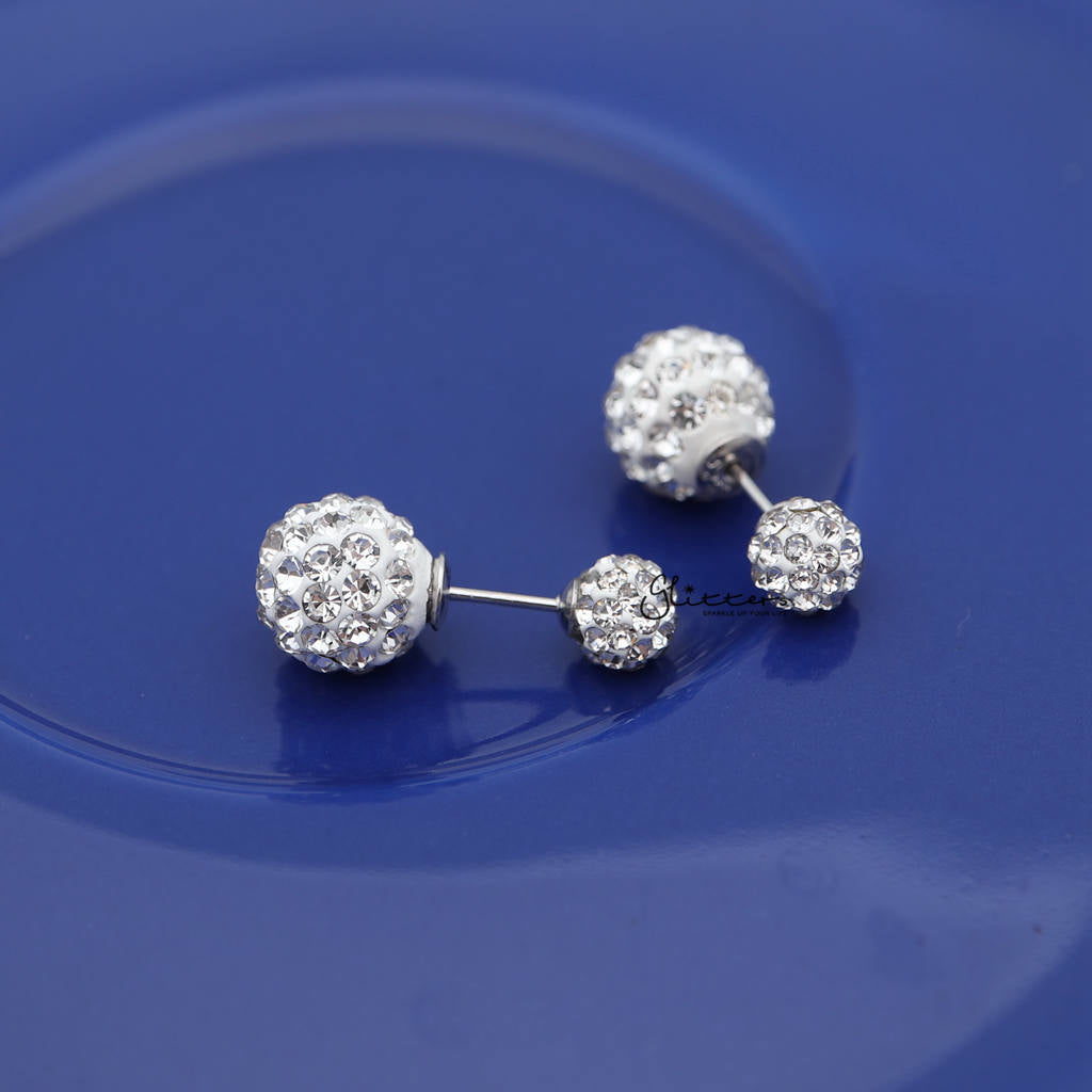 Sterling Silver with Double Sided Crystal Pave Balls Stud Earrings-Crystal, earrings, Jewellery, Stud Earrings, Women's Earrings, Women's Jewellery-sse0097_1000-01_41f722af-bb01-45e9-8bbc-a389e6cc603c-Glitters