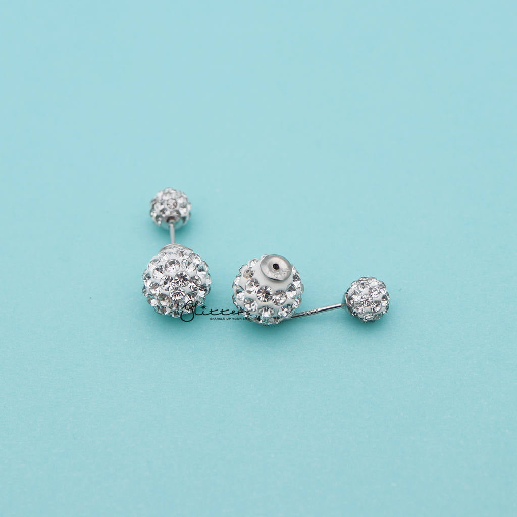 Sterling Silver with Double Sided Crystal Pave Balls Stud Earrings-Crystal, earrings, Jewellery, Stud Earrings, Women's Earrings, Women's Jewellery-sse0097_1000-02_0b4b57b0-de3a-47aa-ae22-62b17fdf9305-Glitters