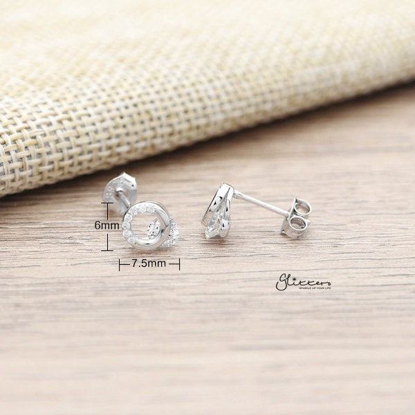 925 Sterling Silver Hollow Circle CZ Stud Earrings-Cubic Zirconia, earrings, Jewellery, Stud Earrings, Women's Earrings, Women's Jewellery-sse0183-02_600_New-Glitters