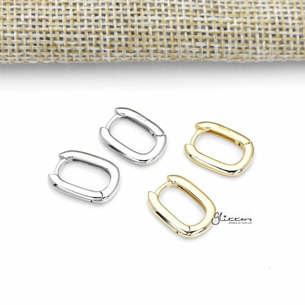 925 Sterling Silver Plain Oval Shape One-Touch Huggie Earrings-earrings, Hoop Earrings, Jewellery, Women's Earrings, Women's Jewellery-sse0374-a_600-Glitters