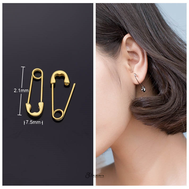 Silver Safety Pin Earrings CZ Paper Clip Hypoallergenic Safety Pin Ear –  Jewel of Kent