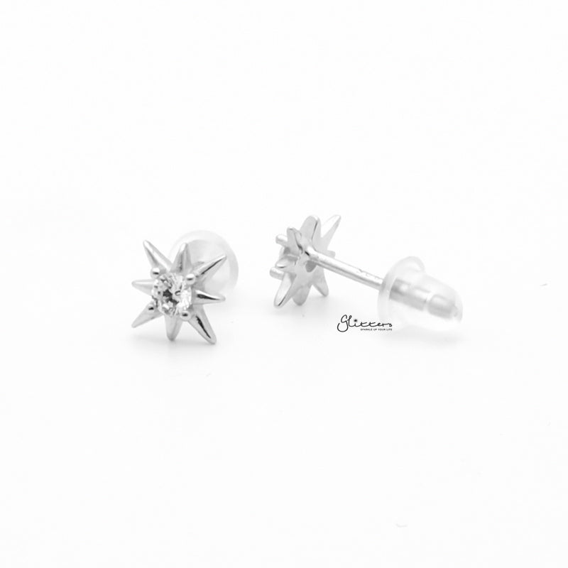Sterling Silver CZ Star Stud Earrings - Silver-Cubic Zirconia, earrings, Jewellery, Stud Earrings, Women's Earrings, Women's Jewellery-sse0415-s2_1-Glitters