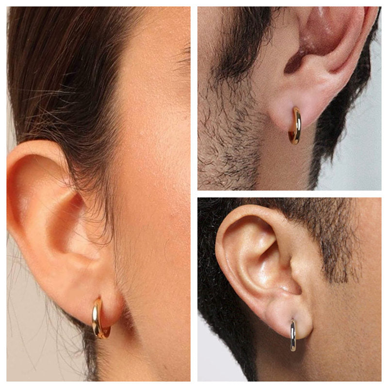 Sterling Silver 3mm One-Touch Huggie Hoop Earrings - Silver-earrings, Hoop Earrings, Jewellery, Men's Earrings, Men's Jewellery, Women's Earrings, Women's Jewellery-sse0421-m-Glitters