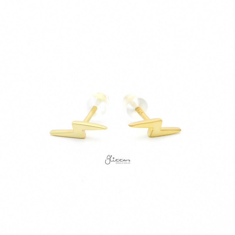 Sterling Silver Lightning Bolt Stud Earrings - Gold-earrings, Jewellery, Stud Earrings, Women's Earrings, Women's Jewellery-sse0424-g1_800-Glitters