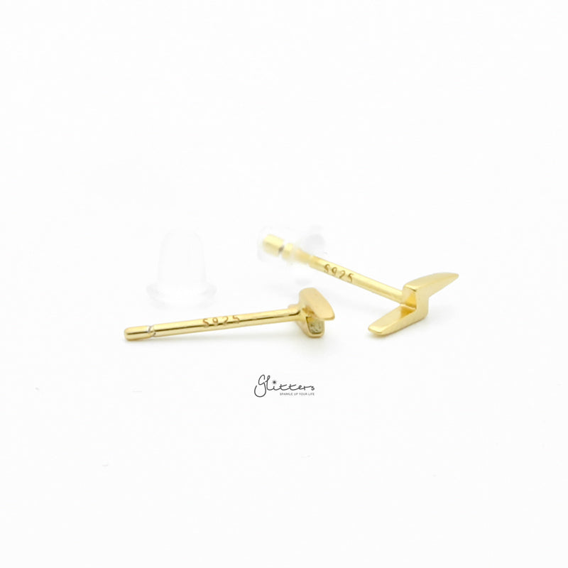 Sterling Silver Lightning Bolt Stud Earrings - Gold-earrings, Jewellery, Stud Earrings, Women's Earrings, Women's Jewellery-sse0424-g2_800-Glitters