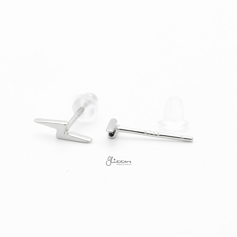 Sterling Silver Lightning Bolt Stud Earrings - Silver-earrings, Jewellery, Stud Earrings, Women's Earrings, Women's Jewellery-sse0424-s2_800-Glitters