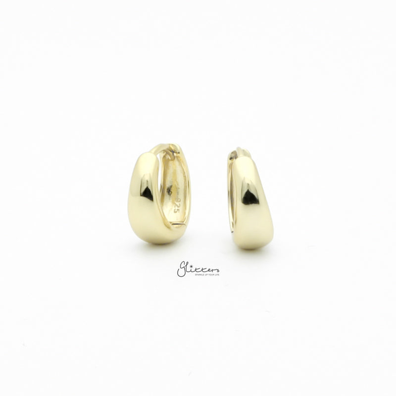 Plain Tapered Huggie Hoop Earrings - Gold-earrings, Hoop Earrings, Jewellery, Women's Earrings, Women's Jewellery-sse0427g2_800-Glitters