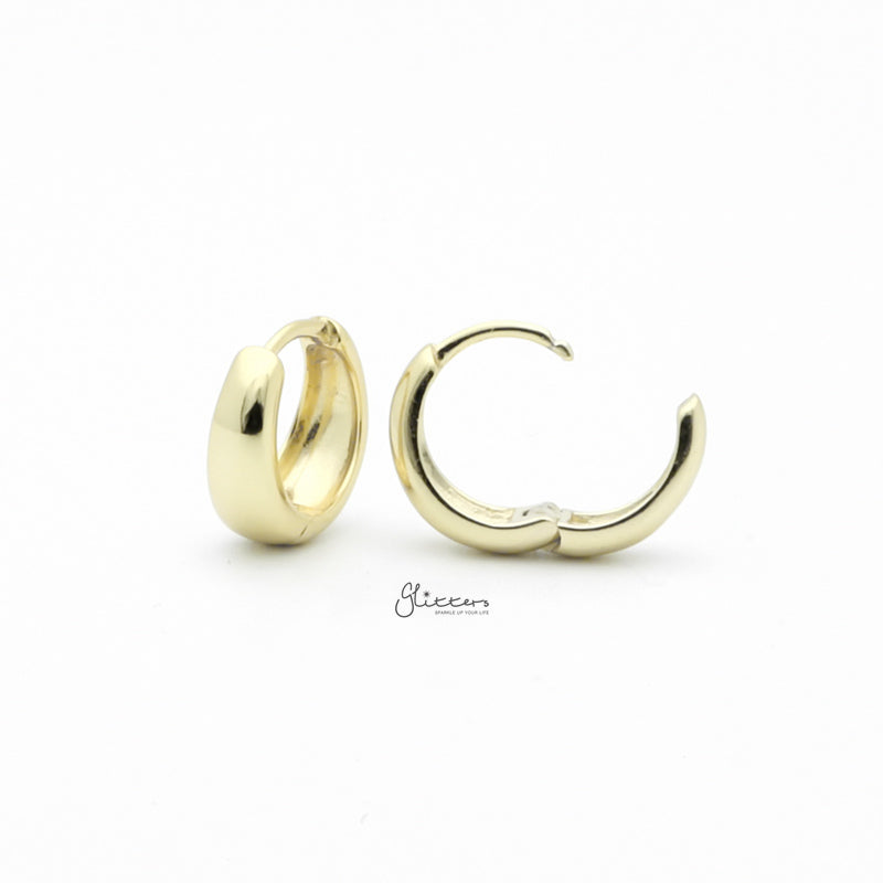 Plain Tapered Huggie Hoop Earrings - Gold-earrings, Hoop Earrings, Jewellery, Women's Earrings, Women's Jewellery-sse0427g4_800-Glitters