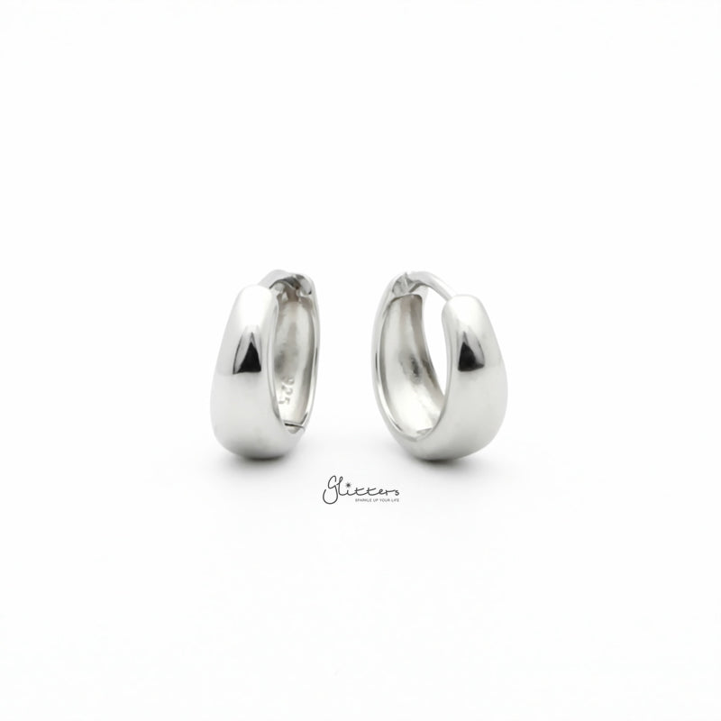 Plain Tapered Huggie Hoop Earrings - Silver-earrings, Hoop Earrings, Jewellery, Women's Earrings, Women's Jewellery-sse0427s1_800-Glitters