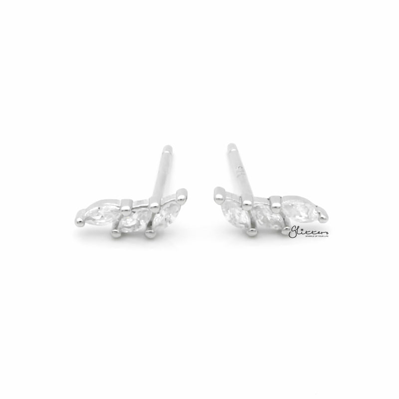 Triple Marquise CZ Stud Earrings - Silver-Cubic Zirconia, earrings, Jewellery, Stud Earrings, Women's Earrings, Women's Jewellery-sse0434-s1_1-Glitters