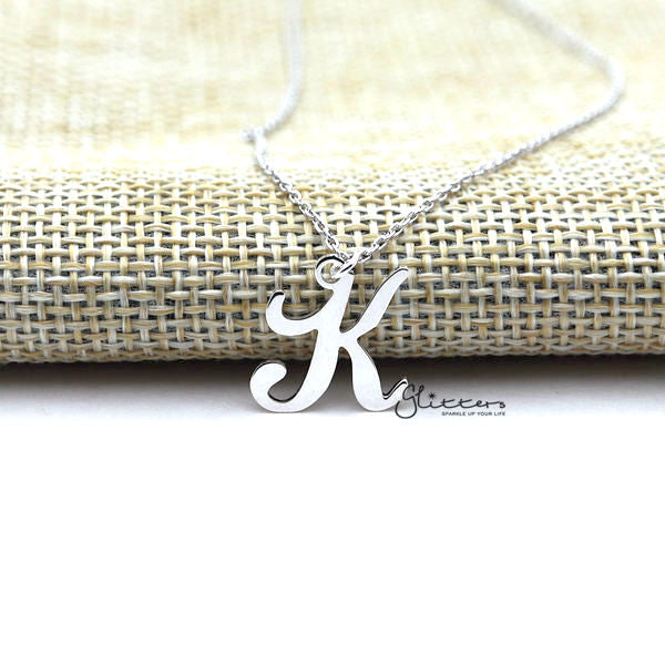 Personalized Sterling Silver Alphabet Necklace - Font 5-Alphabet Necklace, Personalized-ssp0011-f5_K-Glitters