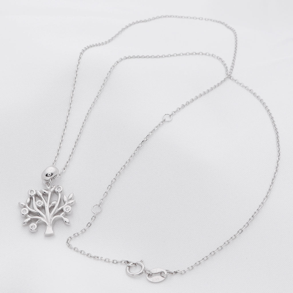Tree of Life Sterling Silver Necklace-Cubic Zirconia, Jewellery, Necklaces, New, Sterling Silver Necklaces, Women's Jewellery, Women's Necklace-ssp0074-2_1-Glitters